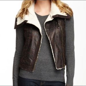 NWT Mystree distressed brown leather vest
